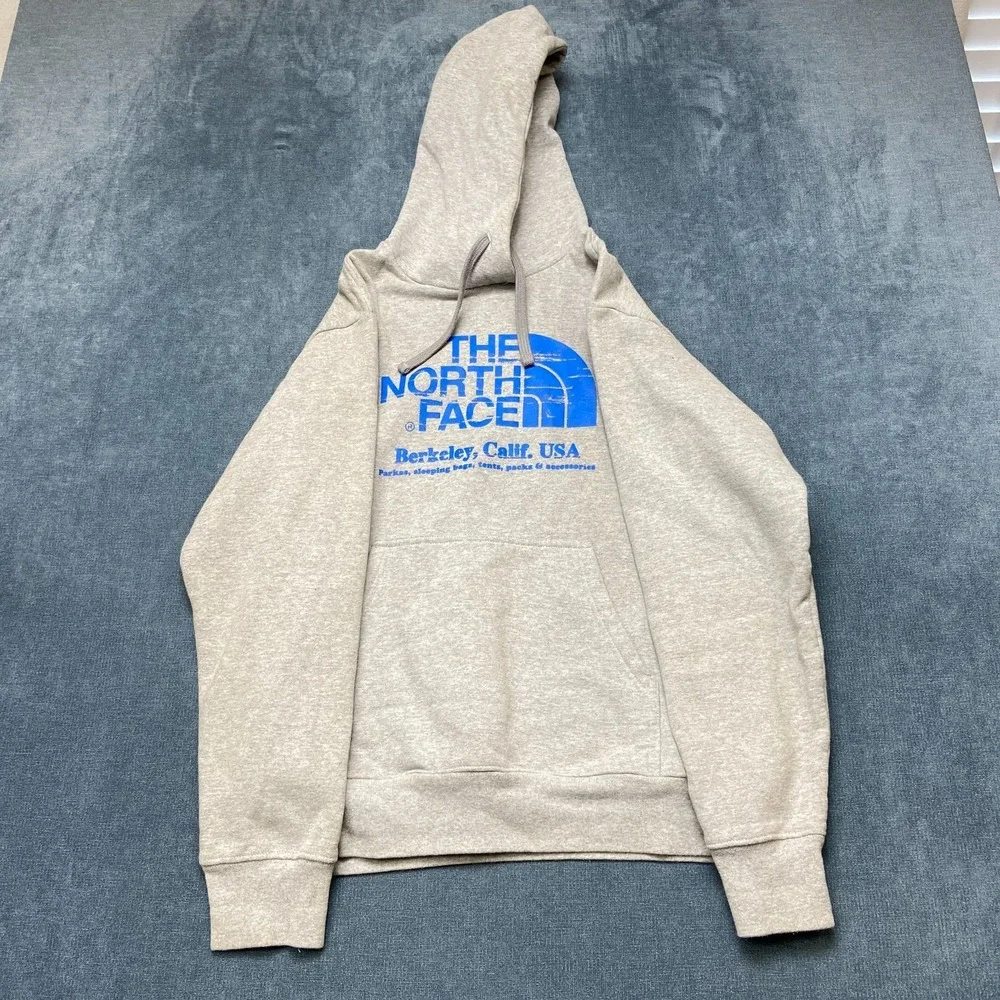 The North Face Hoodie Mens Medium Heather Gray Fleece Lined Kangaroo Pockets